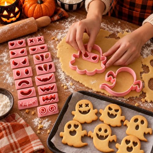 Ghost Halloween Cookie Stamps Set, 10 Pieces 3D Pressable Cookie Cutters - color: Ghost