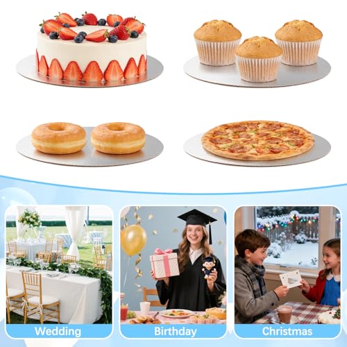 8 Pack 10 Inch Round Cake Boards,Silver Cardboard Cake Rounds - color: Silver, size: 10Inch, style: Classic Round