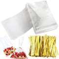 Augshy Cake Pop Bags, 300 Pcs 6x8" Treat Cello Bags with 300 Twist Ties - size: 6x8 Inches