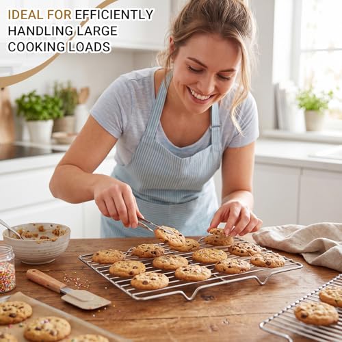 Lounsweer 2 Pack Cooling Racks, 5L x 10.5W x 1H Stainless Steel Wire Rack for Baking Sheet, Large Cookie Cooling Rack, Oven Safe Cooking Racks for Sheet Pan, Dishwasher Safe, Fits Third Size Pans - size: 5L X 10.5W X 1H