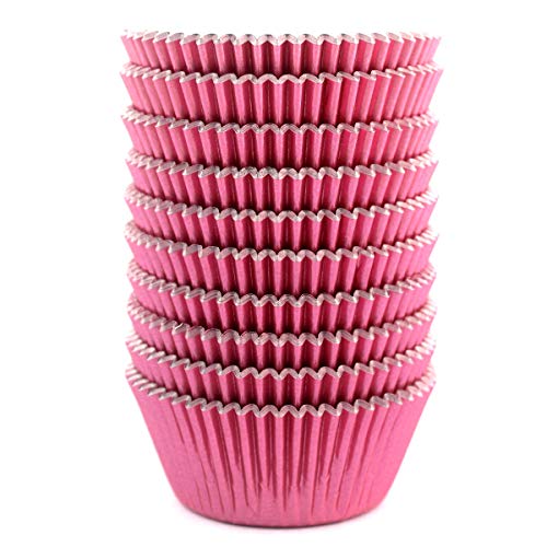 200 Pcs Standard Foil Cupcake Liners Paper Baking Muffin Cups - color: Pink