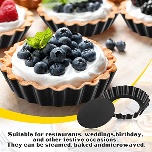 Tessco for you 16 Pcs Mini Tart Pans for Baking, Black Gray Round - size: 3 Inch (Round), style: Black Gray Round