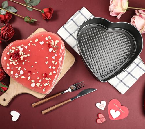 Webake 9in Heart Shaped Nonstick Springform Pan, Ideal for Cheesecakes, Quiches, Black - size: 9 in Heart