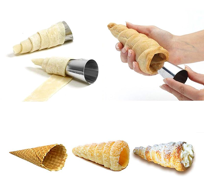 21pcs Cream Horn Molds, Stainless Steel Cannoli Forms Tubes Kits, Baking Cones, Roll Horn Forms, Non-stick Baking Molds for Danish Pastry Lady Lock Form, Cream Roll, Croissant - size: 21pcs