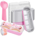 200Pack 6.8oz Pink Mini Cake Pans with Lids Baking Cups Aluminum Foil Pans Tins, Individual Dessert Cups Containers for Sales,Party,Picnics - color: 200-pack-Pink