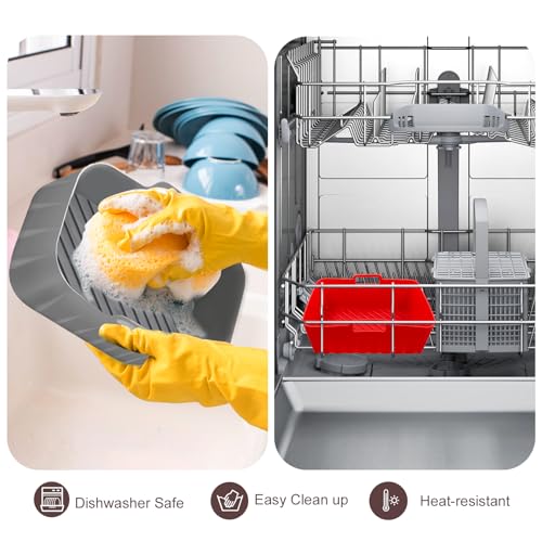 Golden Associate Silicone Liners Rectangle 2 Pcs for Air Fryer Dual Basket 8 to 10 Qt, Food-grade Reusable Baking Tray Fit Ninja DZ201 DZ401 DZ550, 4 to 5 Qt Each, Airfryer Accessories Grey - size: 8.5x5.5''dual