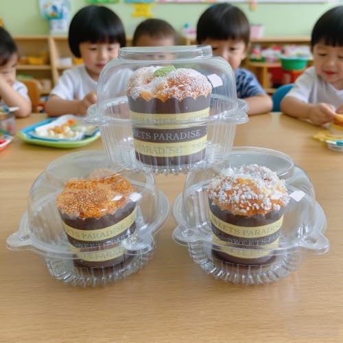 50 Pack Jumbo Muffin Containers, Clear Plastic Muffin Cartons