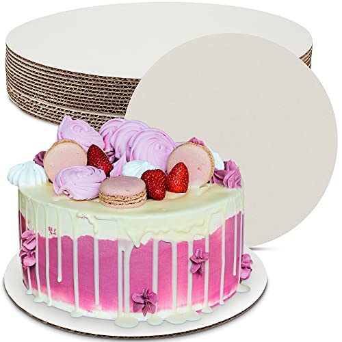 MT Products Corrugated White Cardboard Cake Board or Pizza Circle 14 inch - Sturdy Cake Base for Displaying Cakes, Bread and Desserts (15 Pieces) - Made in The USA - size: 14 Inch - Pack of 15