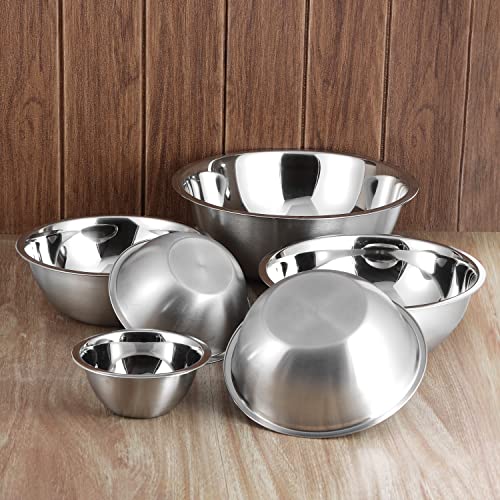 YBM HOME 2.5 Quart Stainless Steel Premium Mixing Bowl – Heavy Duty Deep Prep Bowl for Baking, Cooking, Dough Mixing, Salad Serving & Commercial Kitchen Use - size: 2.5 Quarts