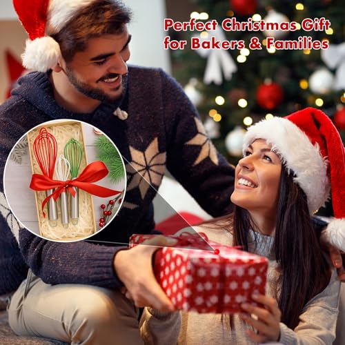OYV Christmas Whisk Set of 3, 8/10/12 Inch, Holiday Red/Green/White - color: Red+Green+White