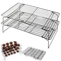 2-Tier Collapsible Cooling Racks, Detachable Wire Cooling Rack Stackable Drying Rack for Cookie Bread Pizza Baking, Fruits, Snacks Perfect for Outdoor Camping - size: 2 Tier