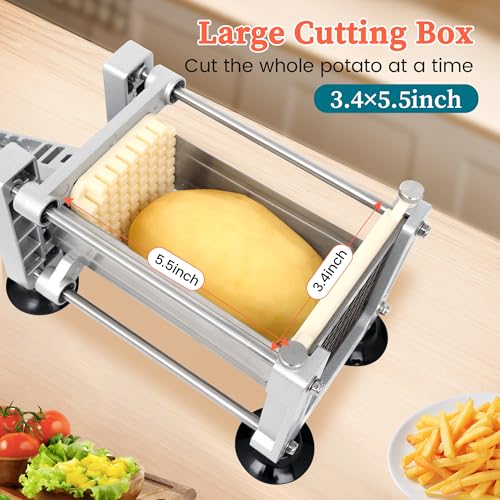 BIEAMA French Fry Cutter with 1/4", 3/8", 1/2" Stainless Steel Blades - size: 1/4" & 3/8" & 1/2" Blade (Small Machine)