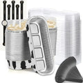Findful Mini Loaf Baking Pans with Lids and Spoons (50 Pack, 6.8oz) Rectangle Aluminum Foil Baking Pans Tins Containers - Cupcake Containers Wrappers Cheesecake Creme Brulee Ramekins - color: Milk White