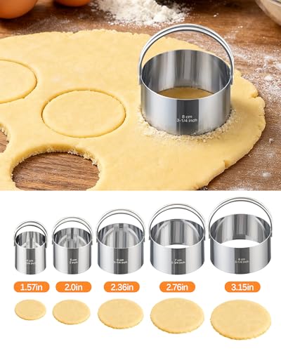 Biscuit Cutter Set with Handle, 5pcs Cookie Cutters - style: 5 Sizes - Flat