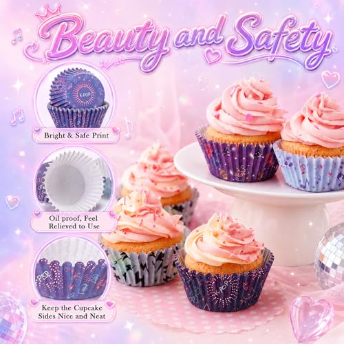 Reallnaive 300Pcs Cupcake Liners for Party Supplies, Kpop, Purple - color: Purple, style: Kpop