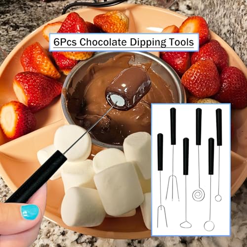 6 Candy Chocolate Dipping Fork + 2 Culinary Drawing Decorating Spoon Set - size: 6 Chocolate Dipping Tools+2 Decorating Spoon