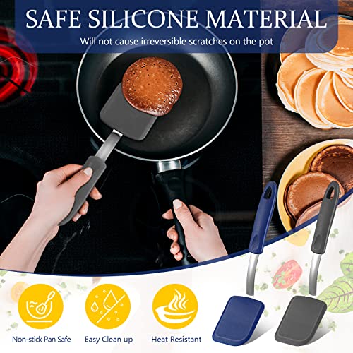 2Pcs Mini Silicone Cookie Brownie Spatula, Solid Flat, Gray, Blue - color: Gray, Blue, style: Solid Flat