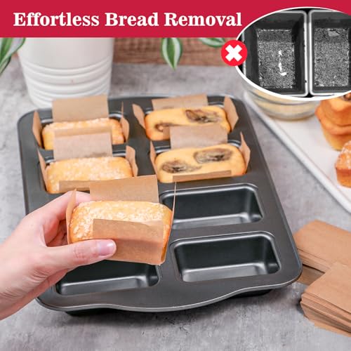 Webake 300pcs Unbleached Parchment Paper Mini Loaf Pan Liners Compatible with Wilton Mini Loaf Pan, Original Precut, Non Toxic Baking Paper for Banana Bread - color: Brown 3x2
