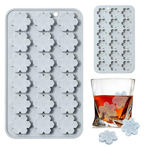 Snowflake Ice Cube Mold Silicone Christmas Ice Cube Tray,Snowflake Shapes Dessert Baking Mold for Chocolate, Candy, Gummy