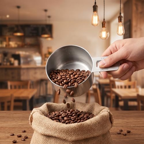 8Pcs Stainless Steel Measuring Cup Set, 240ml Rust-Resistant Kitchen Tool