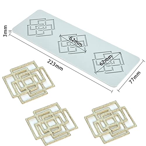 TUKE Silicone Mold 3D Multi Pattern Geometric Fondant Lace Pad Cake Mold, Mo Gray (C 8.92x3.08x0.12inch) - size: C_8.92x3.08x0.12inch