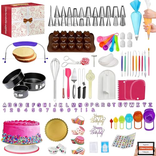 720PCS Cake Decorating Kit with Baking Supplies & Rotating Turntable