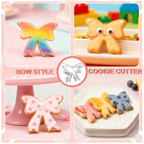 3 Piece Bow Cookie Cutter Set,3" 3.5" 4.4" Stainless Steel - style: 3 pcs Ribbon bow cookie cutter