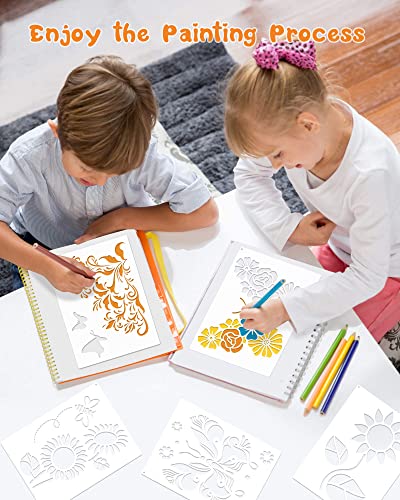 9PCS Sunflower Butterflies Stencils, Reusable PET Sun Flower Template - color: Sunflower