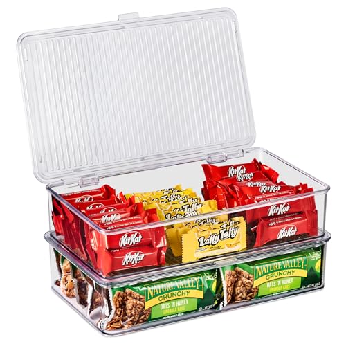 Sorbus Clear Storage Bins with Lids, Stackable Organizer (Small) - size: Small
