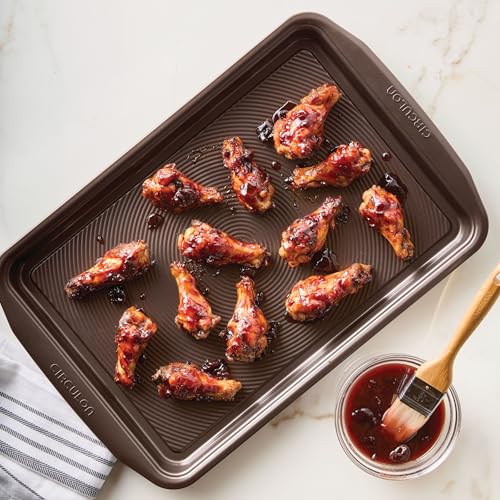 Circulon Nonstick Bakeware, Nonstick Cookie Sheet/Baking Sheet, Chocolate Brown, 10" x 15" (Pack of 6) - color: Chocolate, size: 10" x 15" (Pack of 6)
