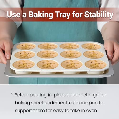 CAKETIME Silicone Muffin Pan, Cupcake Pan 12 Cups Regular Size Muffin Tin Non Stick Muffin Pan for Baking Banana Muffin, Cupcake, Egg Muffin 2 Pack Confetti - size: 2pcs:Regular 12-Cup