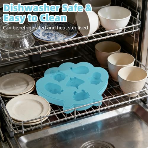 Fu Store Ice Cube Tray Silicone Ice Cube Trays with Cute Marine Life Shapes - color: Blue