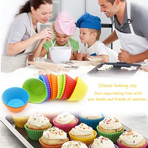 24 Pack Silicone Baking Cups, Reusable Cupcake Liners Molds, Multicolor - color: Multicolor