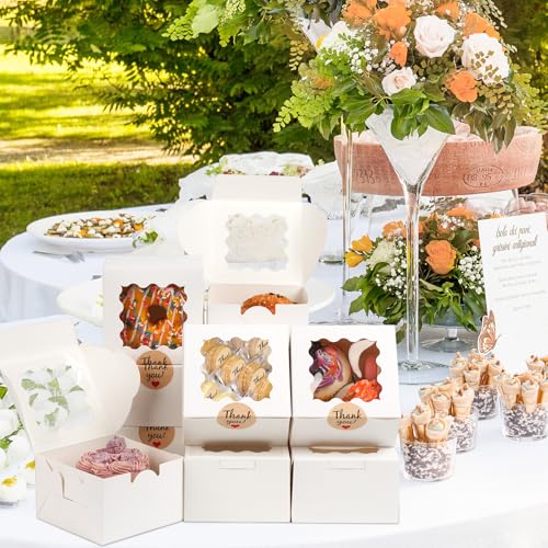 12 Pcs Cookie Boxes with Window, 6x6x3 inches, for Dessert Pastry