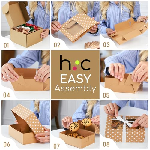 Christmas Cookie Boxes with Window & Ribbon (20 Pack) Baked Goods Packaging