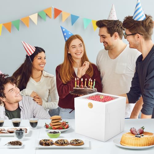 12Pcs Cake Boxes, 12x12x12 Inches Tall Cake Boxes with Window, White - color: White, size: 12x12x12inch