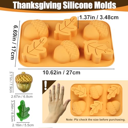 Fall Soap Molds Silicone, 2 Pack Acorn Leaf Thanksgiving Mold 12 Cavity - color: Thanksgiving Fall