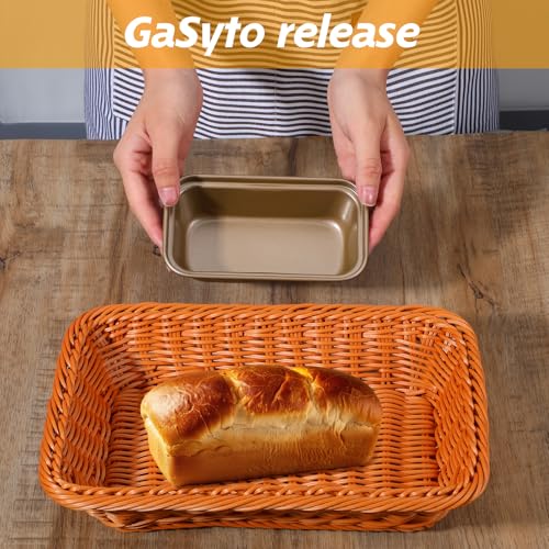 MAQUITA 12 Pcs Mini Loaf Pans for Baking Bread, 6.1 x 3.3 x 2.1 Inches Small Banana Bread Pan Nonstick, Rectangle Carbon Steel Baking Pan for Oven Available Homemade Bread Meatloaf Loaf Cake, Gold