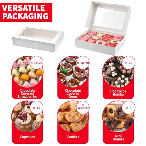 Bakery Boxes with Window, 12x8x2.5 Inches, 20 Pack - color: 12 x 8 x 2.5 Inch