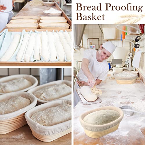 Eboot 4 Pack Bread Proofing Basket, 8 Inch Oval Banneton with Liner