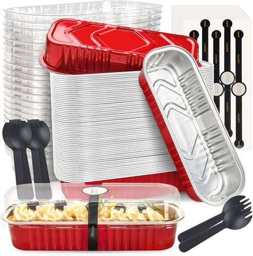 NPLUX Mini Halloween Baking Pans with Lids, 6.8oz 60 Pack Red for Parties - color: Red