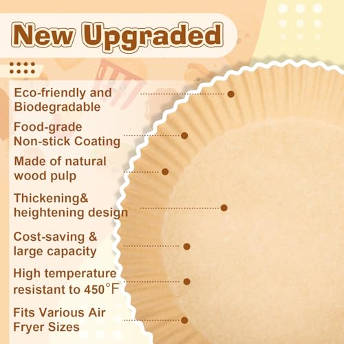 300 Pcs Air Fryer Liners Disposable, Round Parchment Paper Liners, 8 Inch - size: 8 Inch