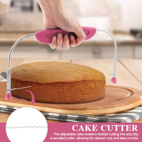 Cake Leveler & Slicer, Adjustable Cake Cutter Slicer Leveler - color: Rose Red
