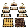 NWK 5-Piece Cupcake Stand & Appetizer Trays Set (Square, Black) - color: Black
