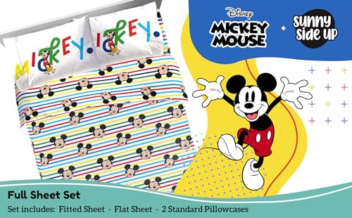 Sunny Side Up Disney Mickey Mouse Full Sheet Set - 4 Piece Kids Bedding Set Includes Pillow Cover - Super Soft Microfiber Sheets - color: Multi - Mickey Mouse, size: 4 Piece Full