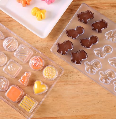 Pack of 2 Chocolate Candy Mold PC Polycarbonate Chocolate Making Mould with Scraper (Dinosaur+Multiple patterns) - color: Dinosaur+Multiple patterns