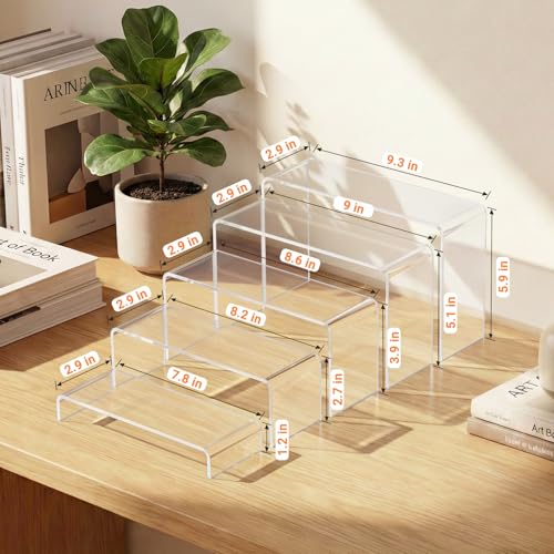 FUNFERY Acrylic Display Risers, 2 Set(7.8"L~8.2"L~8.6"L~9"L~9.3"L)Shelf - color: Clear, size: 10 Pcs