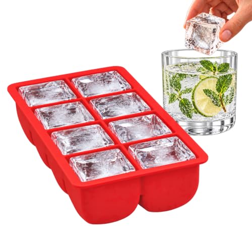 HIC Kitchen Big Block Silicone Ice Cube Tray, European-Grade, Non-Stick, Makes 8 Large Ice Cubes - size: 8 Large Ice Cubes