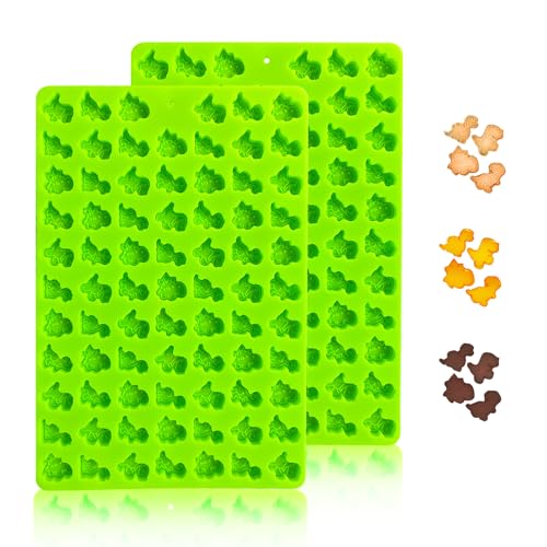 2 PCS Gummy Dinosaur Candy Molds Silicone, 152 Cavity Dinosaur Mini Silicone Mold for Chocolate, Fondant, Candy, Biscuits, Cookie, Jelly,Ice Cube and Dog Training Commands Concept - style: Mini Dinosaur