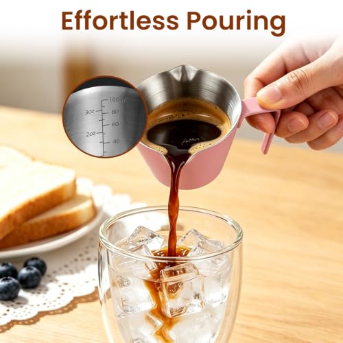 1 Pc Stainless Steel Espresso Shot Cup with Dual Scale, 3.4oz/100ml, Pink - color: 14_ Pink 1pc